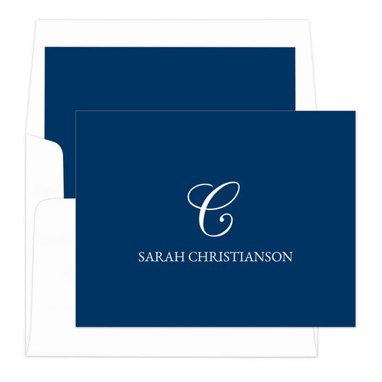 Classic Script Initial Folded Note Cards